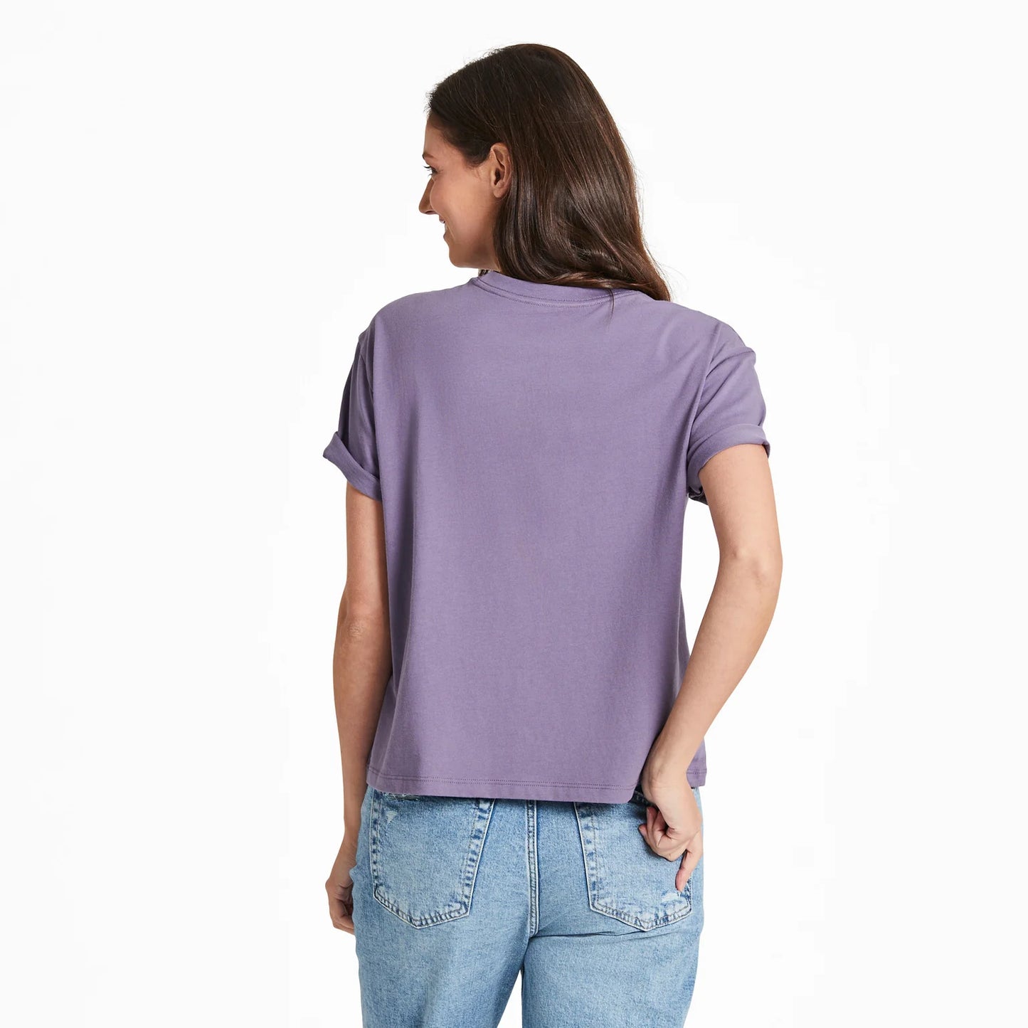 W SS BOXY CRUSHER-TEE GROOVY HAPPINESS COMES IN WAVES