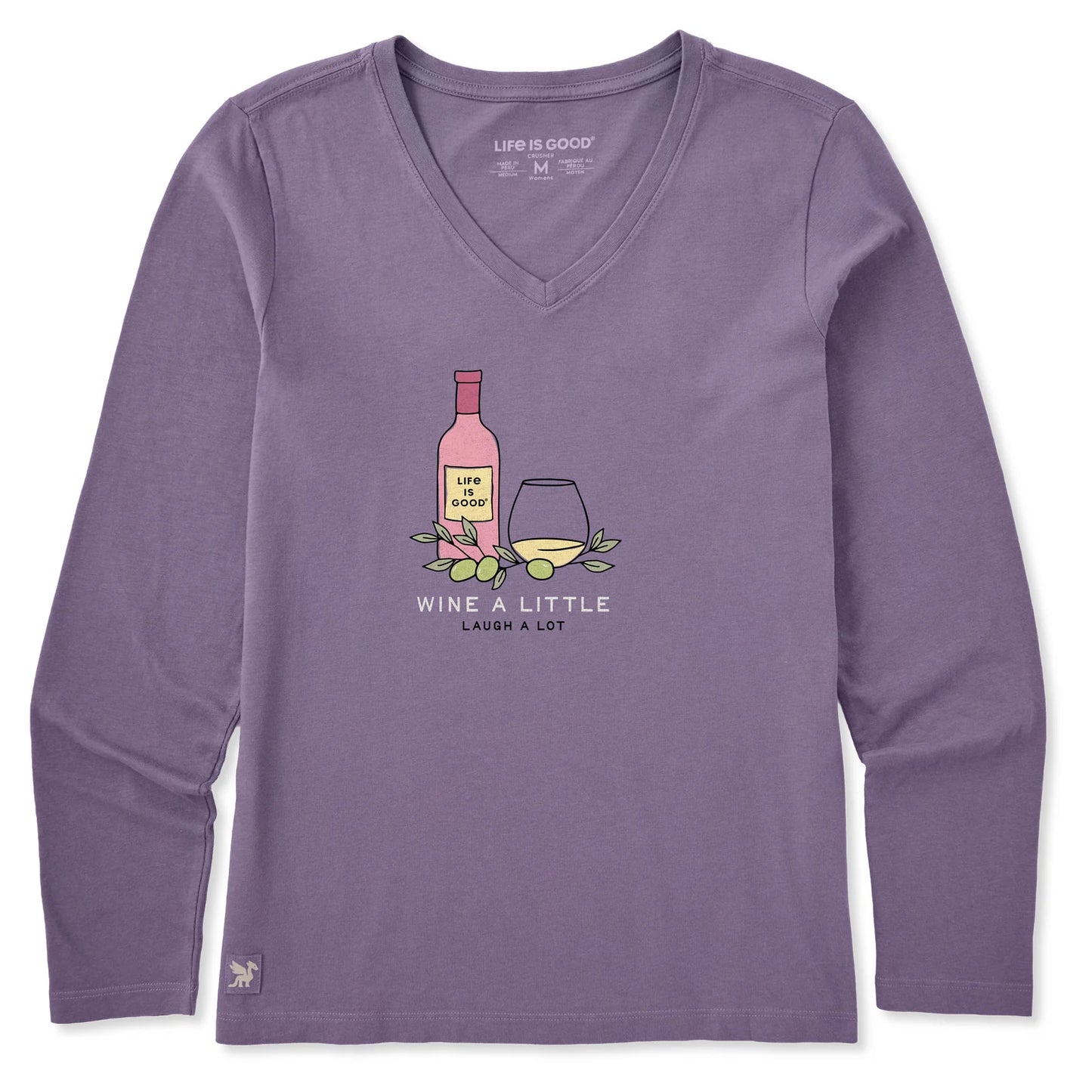 W LS CRUSHER-LITE TEE WINE LAUGH A LOT