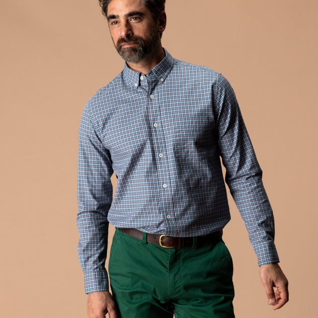 Duck Head Cotton Twill Plaid Shirt Lang Plaid - Weathered Rose