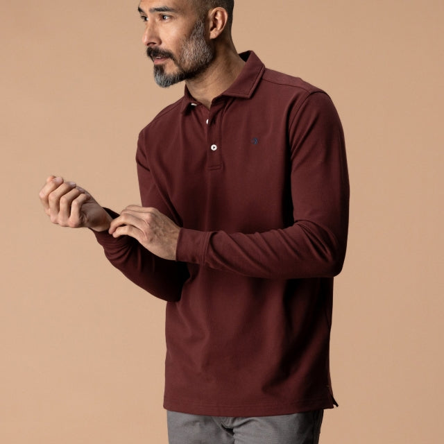 Duck Head Hanover Pima Cotton Pique Polo Burgundy Brown
