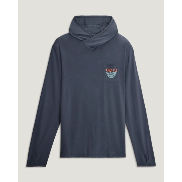 Free Fly Apparel Bamboo Lightweight Graphic Hoodie Blue Edge Storm Cloud