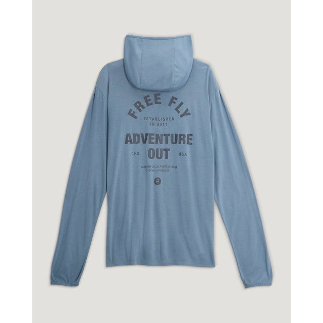 Free Fly Apparel Bamboo Lightweight Graphic Hoodie Gear & Goods Blue Fog