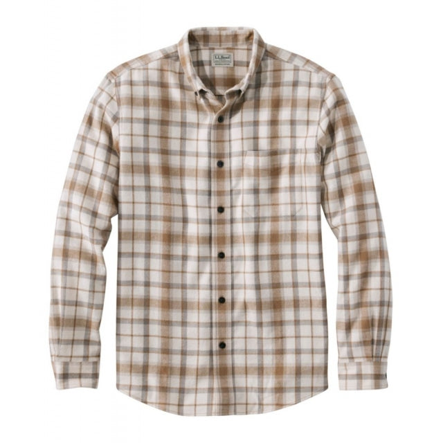 Ll Bean Brand Scotch Plaid Flannel Shirt Button Down Slightly Fitted Regular Bean of Freeport Natural