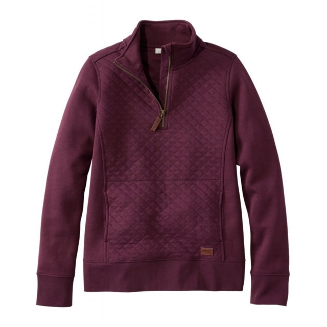 Ll Bean Brand Quilted Sweatshirt 1/4 Zip Pullover Long Sleeve Regular Dark Plum