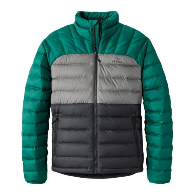 Ll Bean Brand Bean's Down Jacket Colorblock Regular Emerald Spruce/Black
