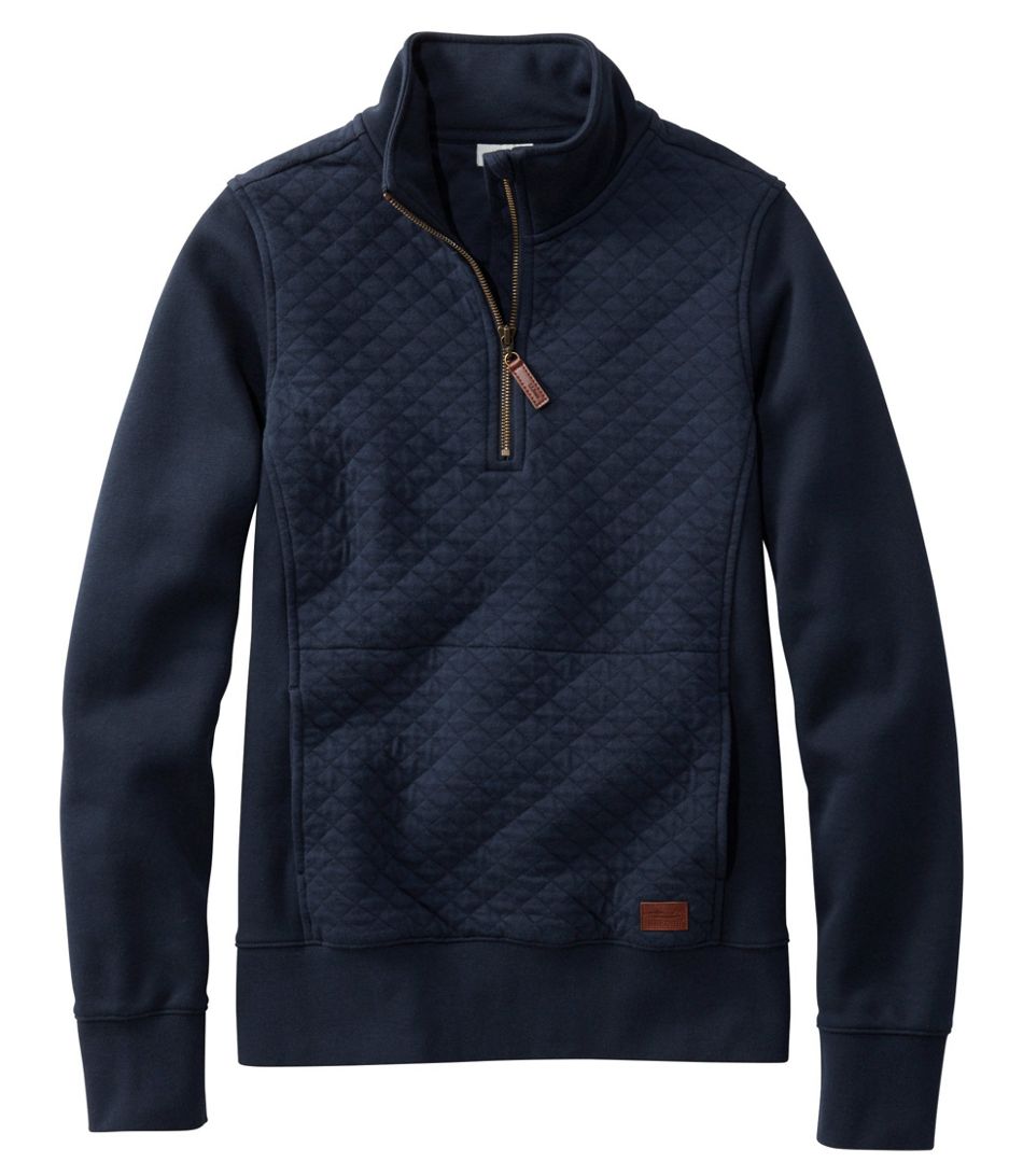 W Quilted Sweatshirt 1/4 Zip Pullover Long Sleeve Regular