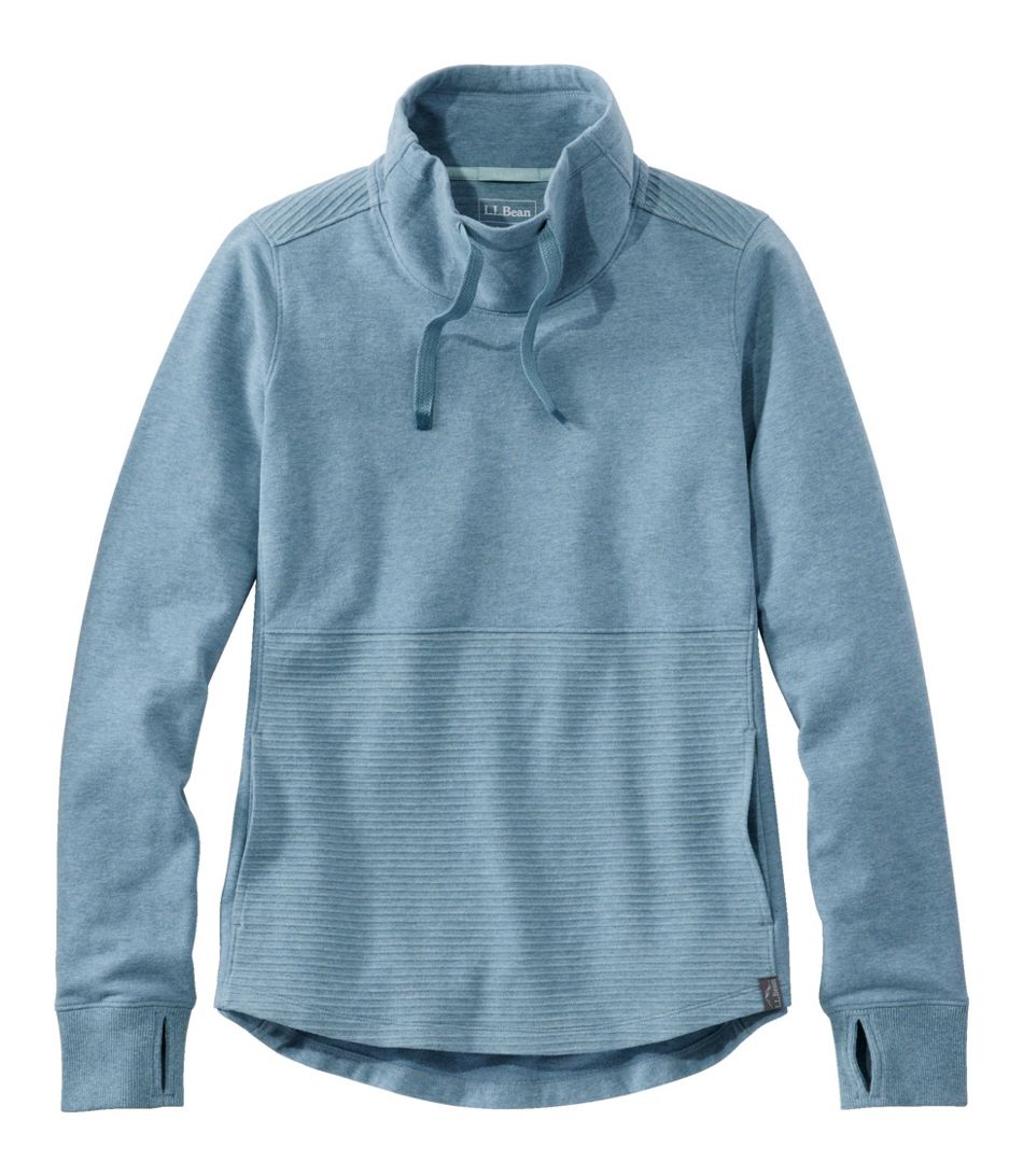 Ll Bean Wbean's Cozy Mixed Knits Pullover Regular Cadet Blue Heather