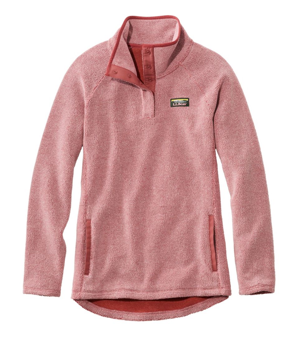 Ll Bean Womens Tumbled Sherpa 1/4 Snap Pullover Regular Rosewood