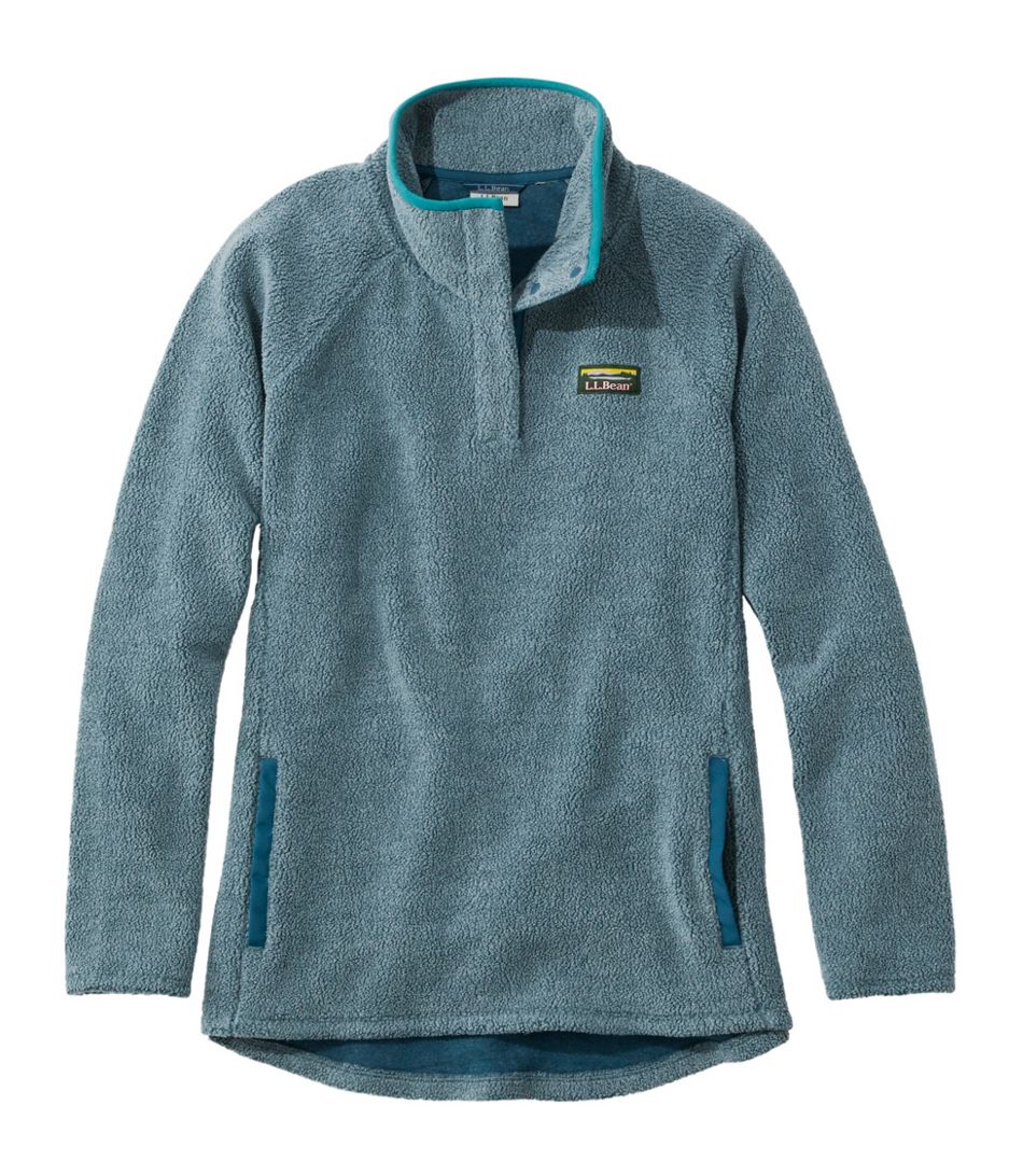 Ll Bean Womens Tumbled Sherpa 1/4 Snap Pullover Regular Deepwater Blue