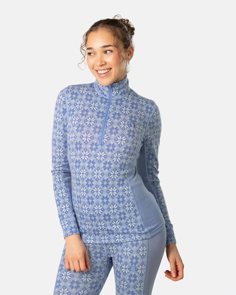 W Rose Half Zip Baselayer Top - 100% Merino Wool Kari Traa