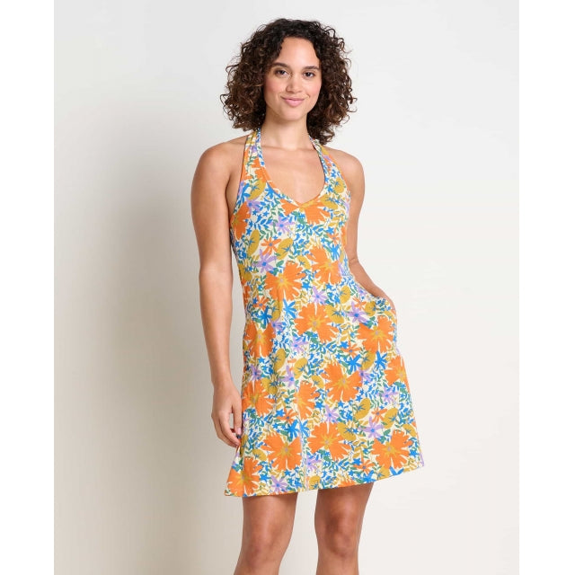 Toad & Co W Plumeria Halter Sl Dress Barley Floral Print
