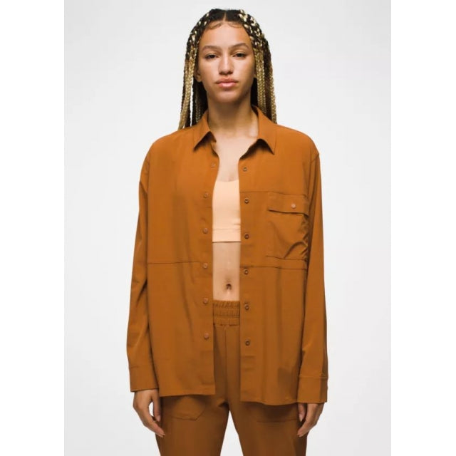 Prana W Railay Ls Button Down CLAY