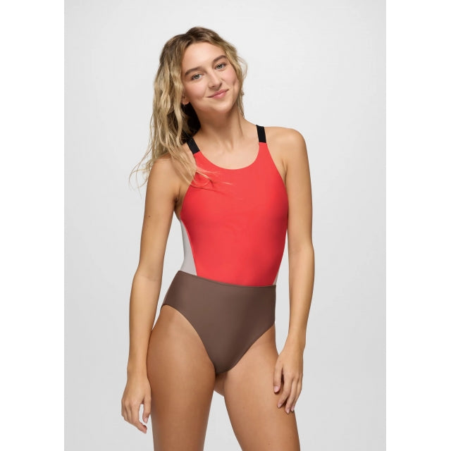 Prana Baja Bound Cutout One Piece Rose Fire Colorblock