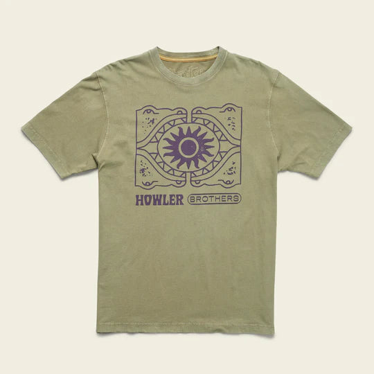 Howler Bros Mens Cotton T-shirt Sun Drinker : Olive