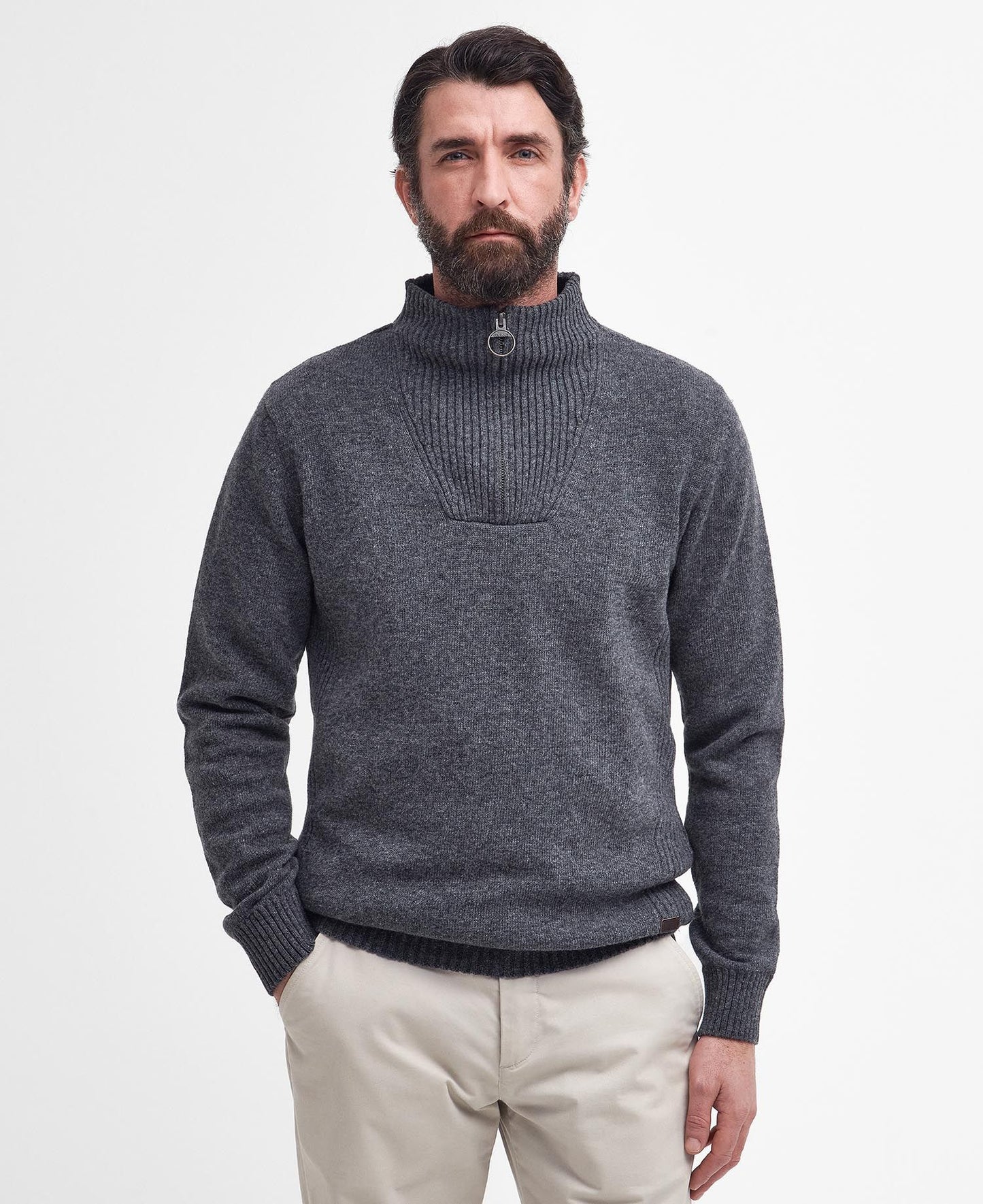 Mens Barbour Nelson Essential Half Zip Knitted Jumper storm grey
