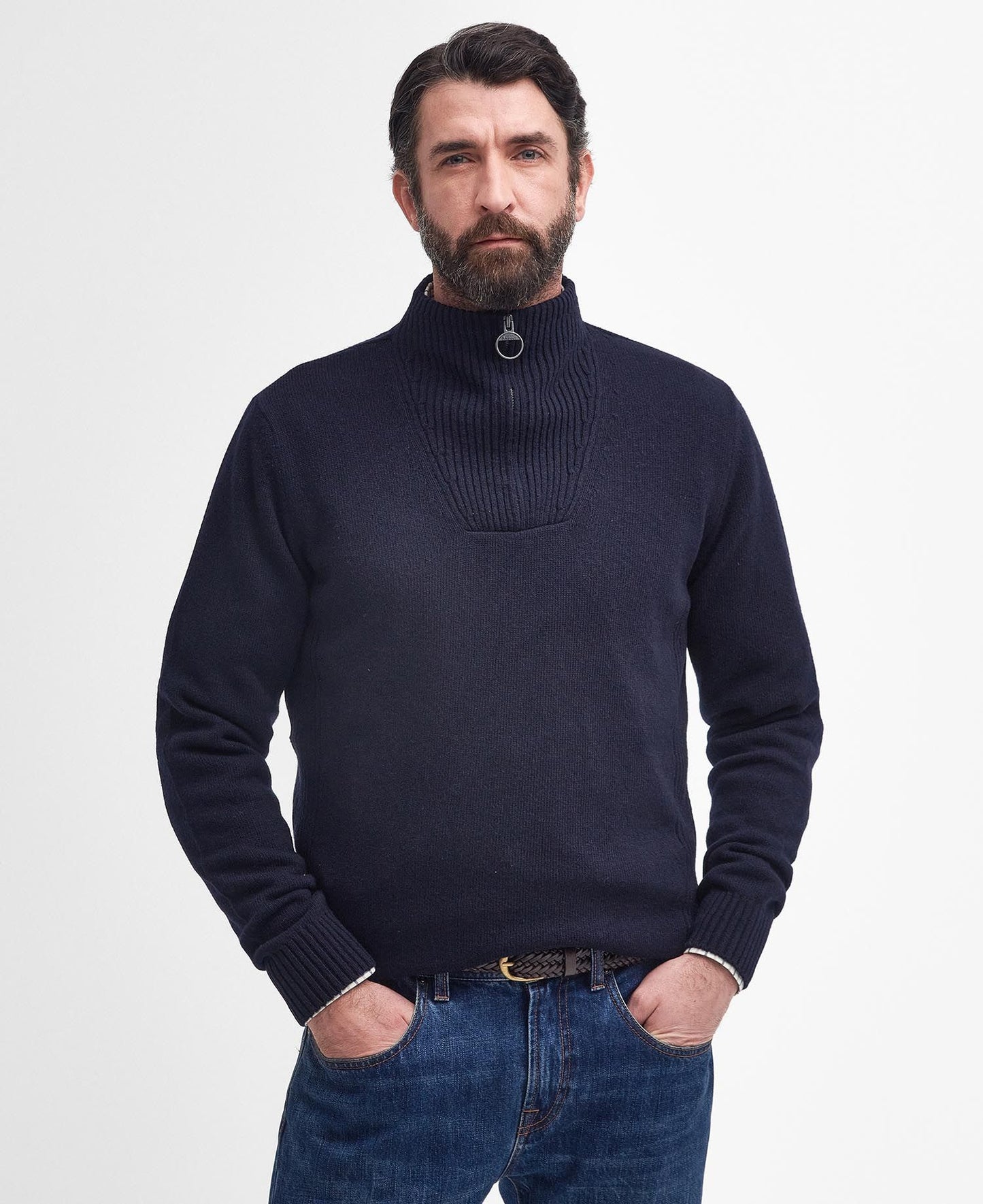 Mens Barbour Nelson Essential Half Zip Knitted Jumper navy