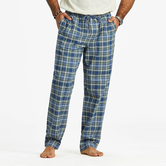 Life Is Good M Classic Sleep Pant Moss And Darkest Blue Plaid Patter Moss Green
