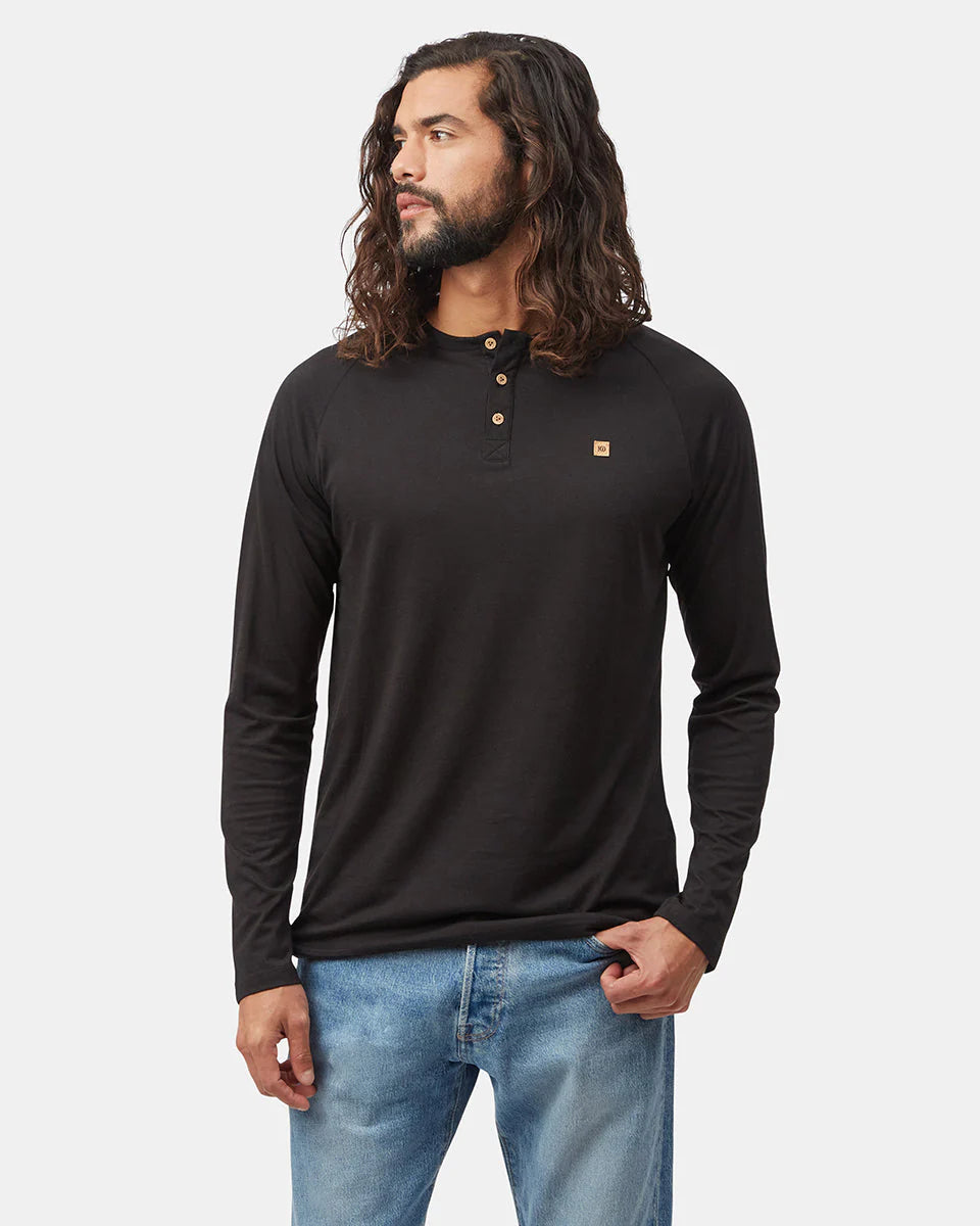 Tentree Men's Treeblend Classic Henley Longsleeve Meteorite Black Heather