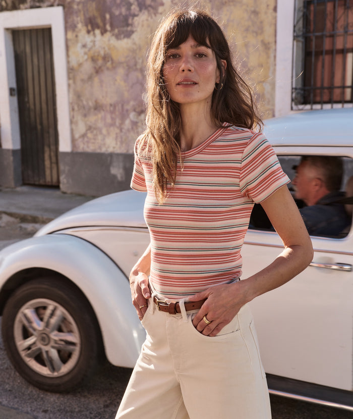 Womens Lexi Rib Sun-In Crew Tee