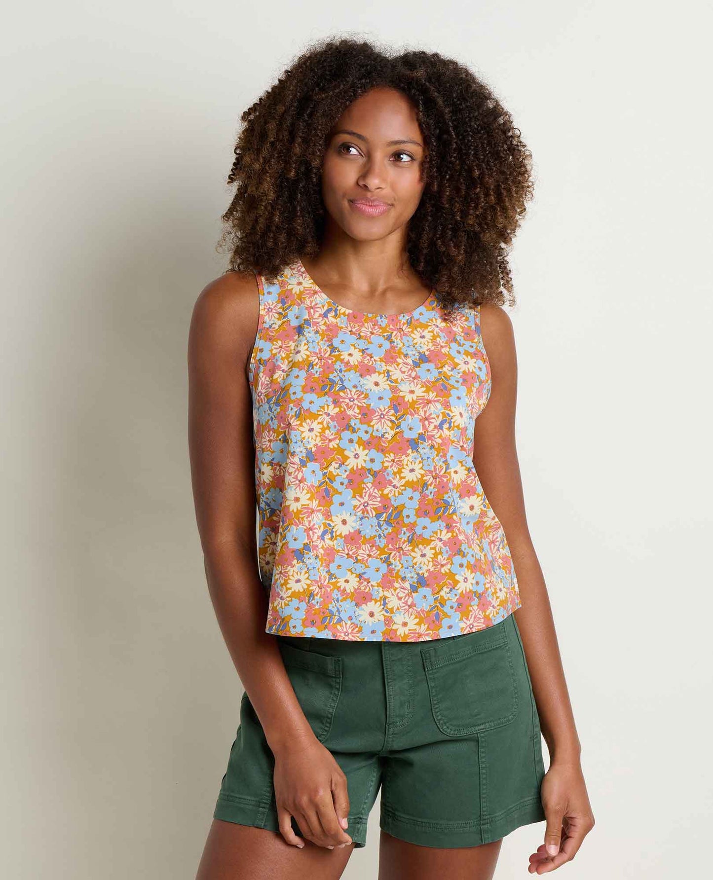 Womens Sunkissed Button Back Tank