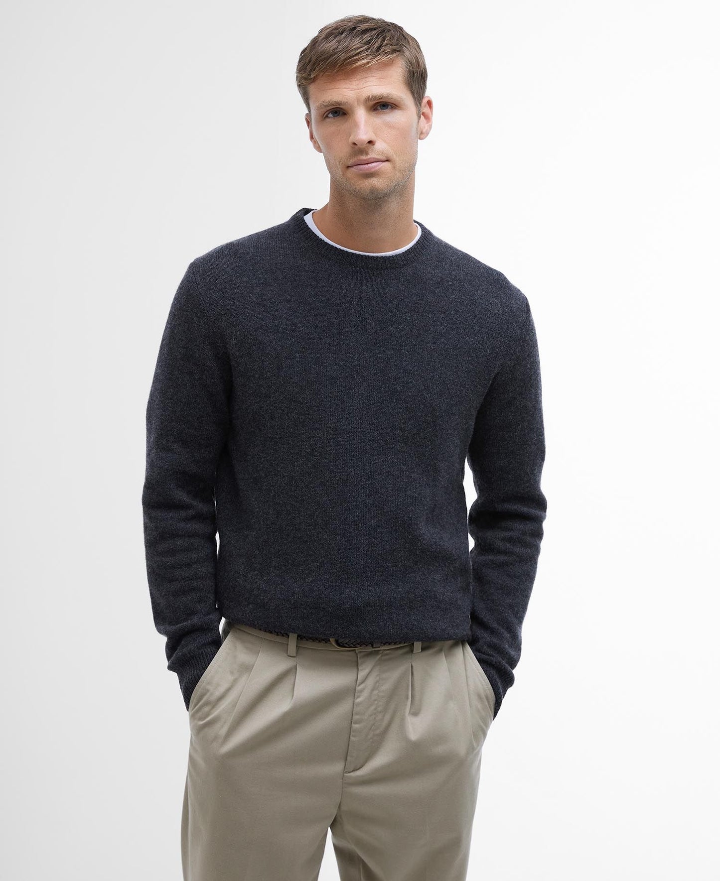 Mens Barbour Essential Patch Crew Neck Sweater charcoal