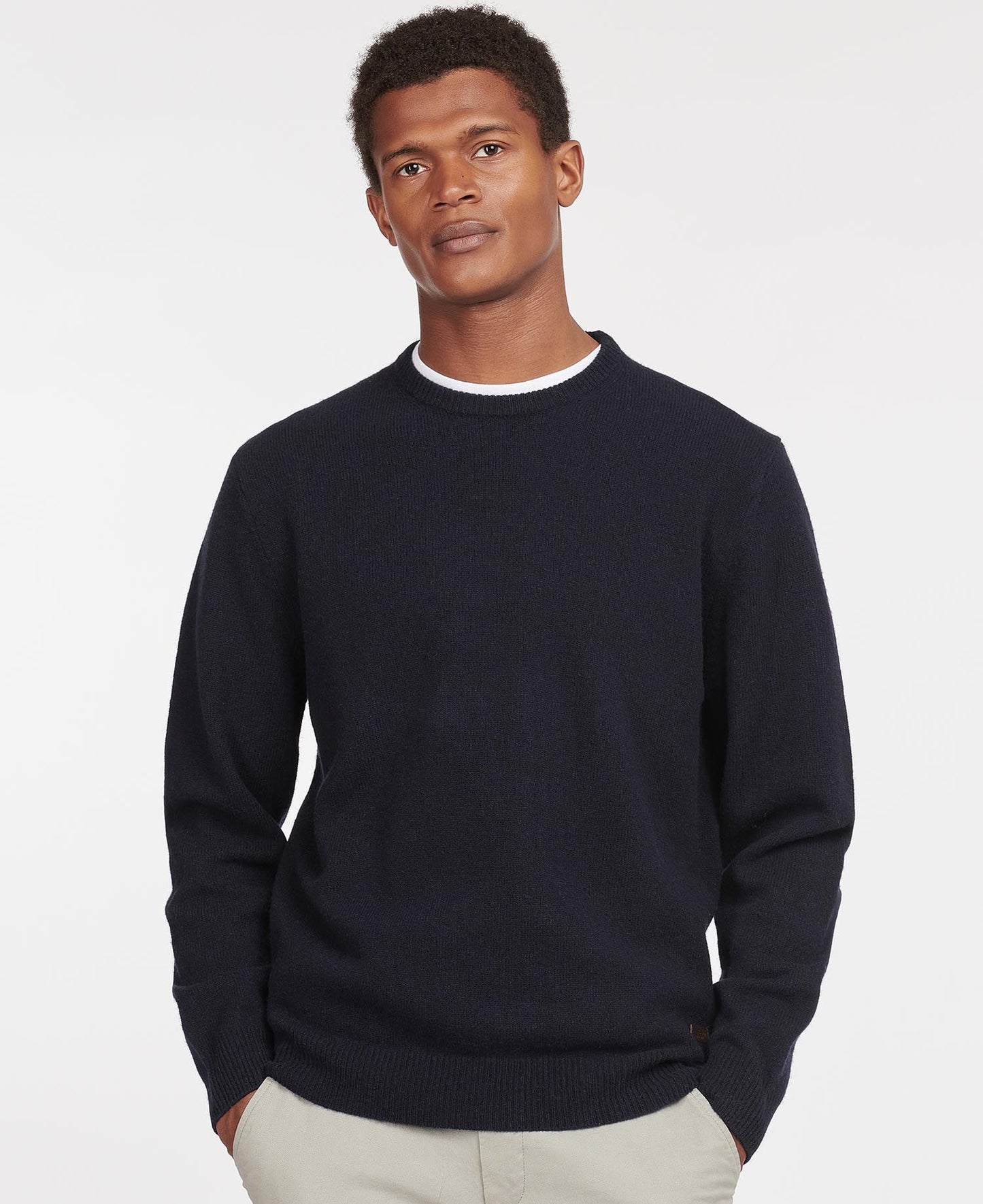 Mens Barbour Essential Patch Crew Neck Sweater navy