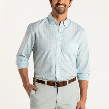 Duckhead Mens Ls Performance Poplin Foster Plaid Shirt IGHT BLUE / L