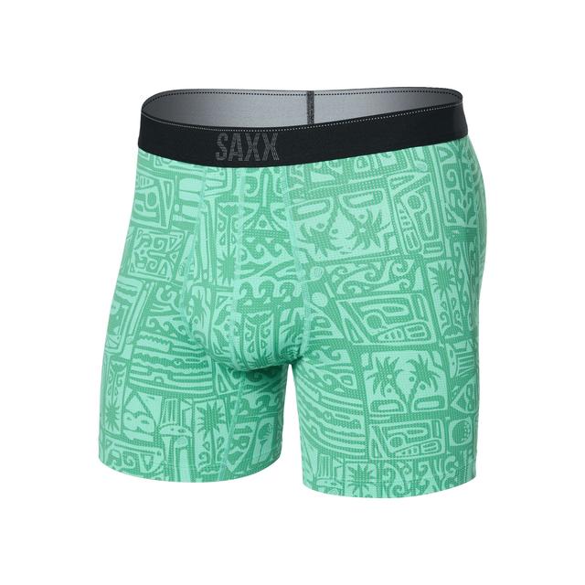 Saxx Quest Quick-dry Mesh Open Fly Boxer Briefs Pretty Birdie-Green