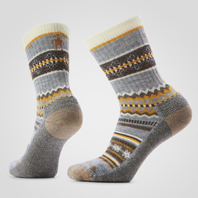 Smartwool Unisex Everyday Cozy Snowed In Sweater Crew Socks Tibetan Red Light Gray