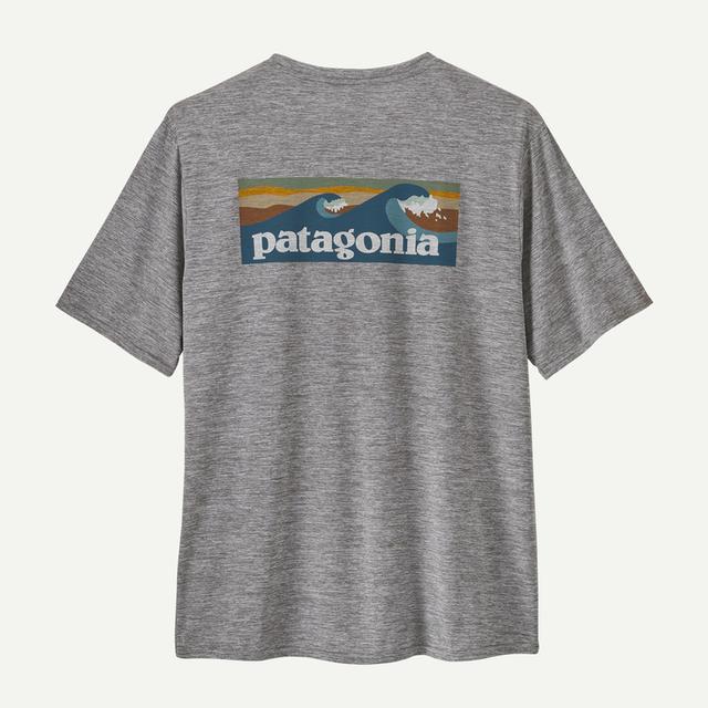 Patagonia Cap Cool Daily Graphic Shirt - Waters Boardshort Logo Abalone Blue: Feather Grey