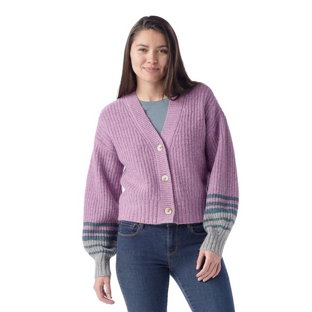 Smartwool W's Cozy Lodge Cropped Cardigan Sweater LAVENDER FROST HEATHER