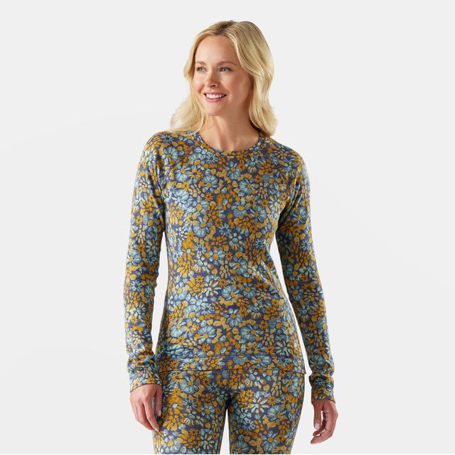 Smartwool Classic Thermal Merino Base Layer Crew Pacific Blue Floral