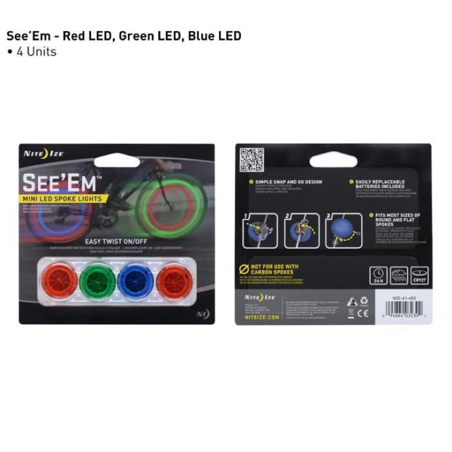 Nite Ize See'em Mini Spoke Lights - 4 Pack Assorted