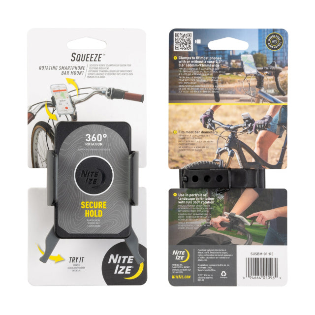 Nite Ize Squeeze Rotating Smartphone Bar Mount Black