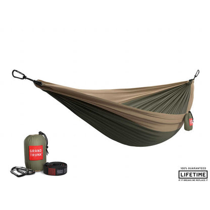 Grand Trunk Double Deluxe Parachute Hammock Nylon W/ Straps Green/Charcoal