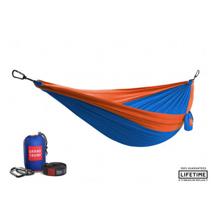 Grand Trunk Double Deluxe Parachute Hammock Nylon W/ Straps Lt.Blue/Orange