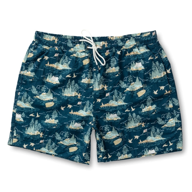 Duck Head 6" Print Sailport Swim Short Dark Indigo