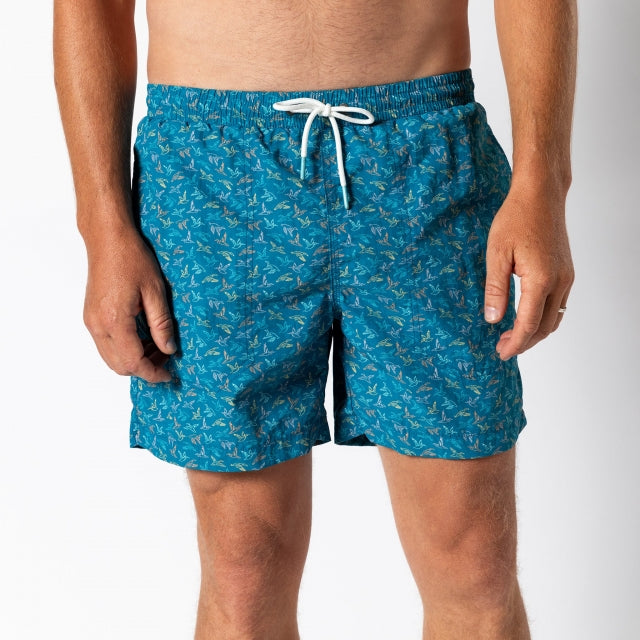 Duck Head 6" Print Sailport Swim Short Sail Blue