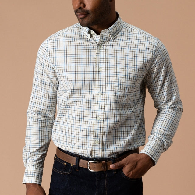 Duck Head Cotton Twill Sport Shirt Joyner Plaid - Wheatfield