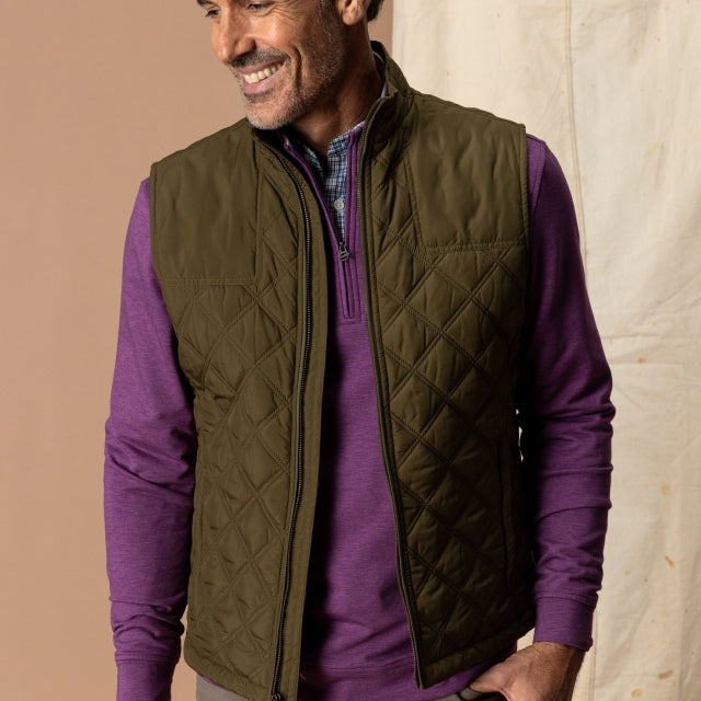 Duck Head Fremont Sport Performance Quilted Vest Dark Olive