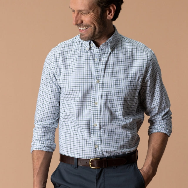 Duck Head Cotton Oxford Sport Shirt Kline Plaid - Hunter Green