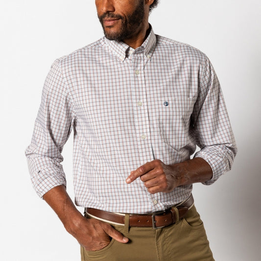 Duck Head Performance Poplin Sport Shirt - Edison Plaid Burnt Brick