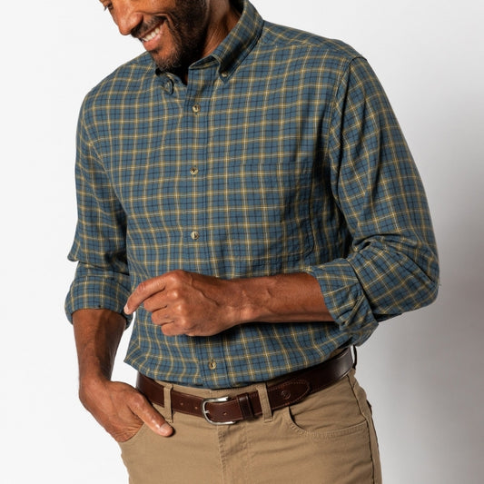 Duck Head Cotton Wool Sport Shirt - Mercer Plaid Orion Blue