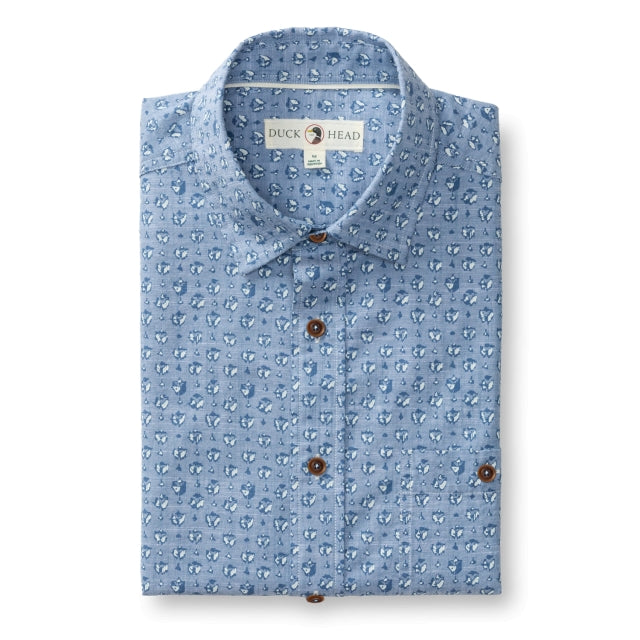 Duck Head Cotton Chambray Sport Shirt Blue Horizon