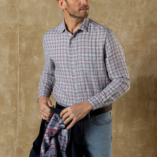 Mens Linen Poplin Sport Shirt Duck Head