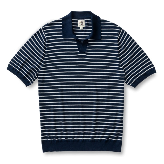 Duck Head Reeves Striped Sweater Polo Navy