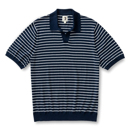 Duck Head Reeves Striped Sweater Polo Navy