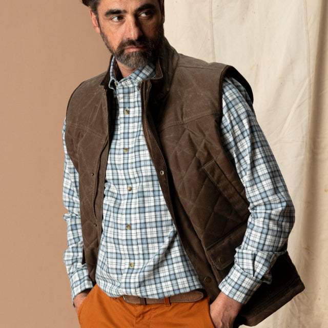 Duck Head Cotton Wool Sport Shirt Radford Plaid - Windblown Sky