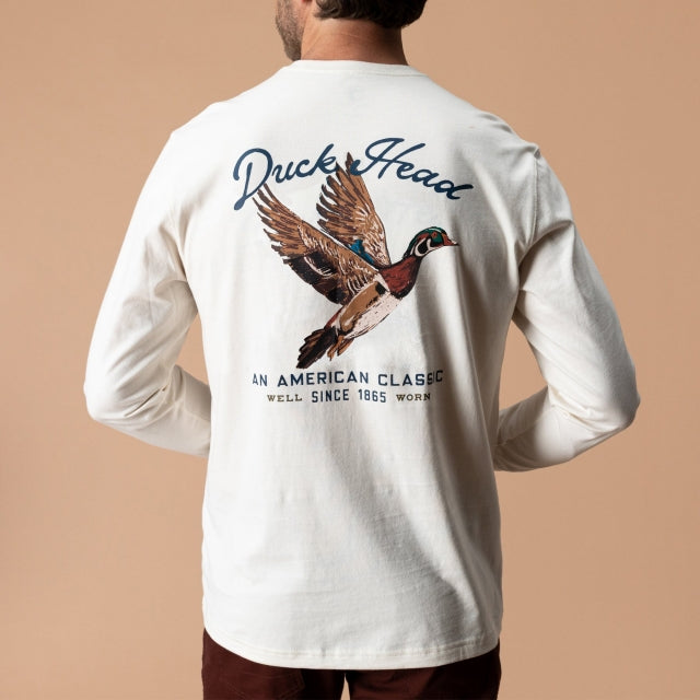 Duck Head Flying Wood Duck T-shirt Antique White