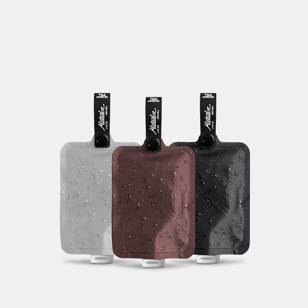 Matador Flatpak Toiletry Bottle (3-pack) Charcoal/Garnet/ArcticWht